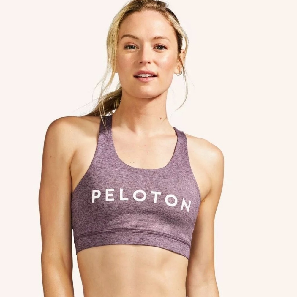 Peloton Heathered Purple Strappy Back Medium Support Sports Bra